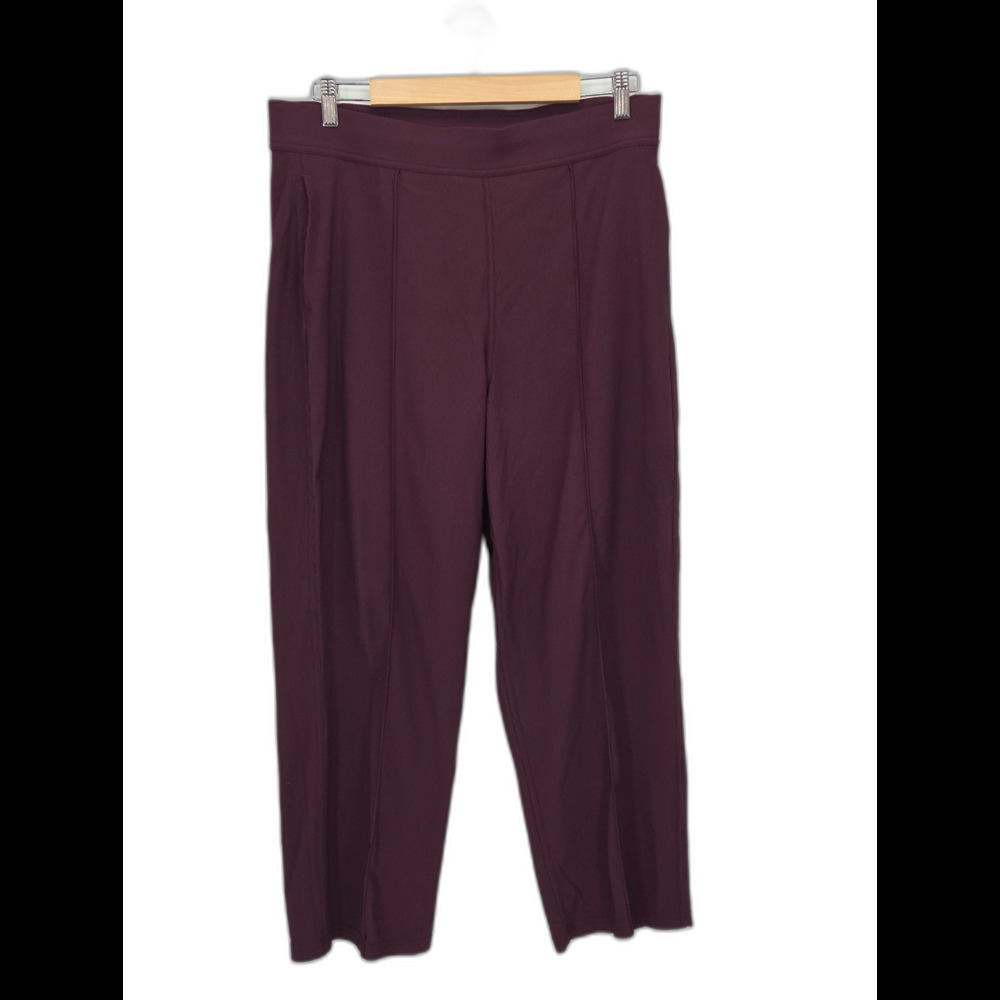 Lululemon Urban Strides Super High Rise Pants Womens 12 Burgundy Ribbed Luxtreme